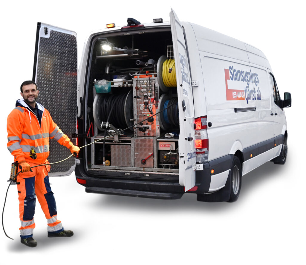 Rotskärning Halland - En medarbetare som arbetar med spolning